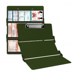 WhiteCoat Clipboard® Trifold - Army Green Respiratory Therapy Edition